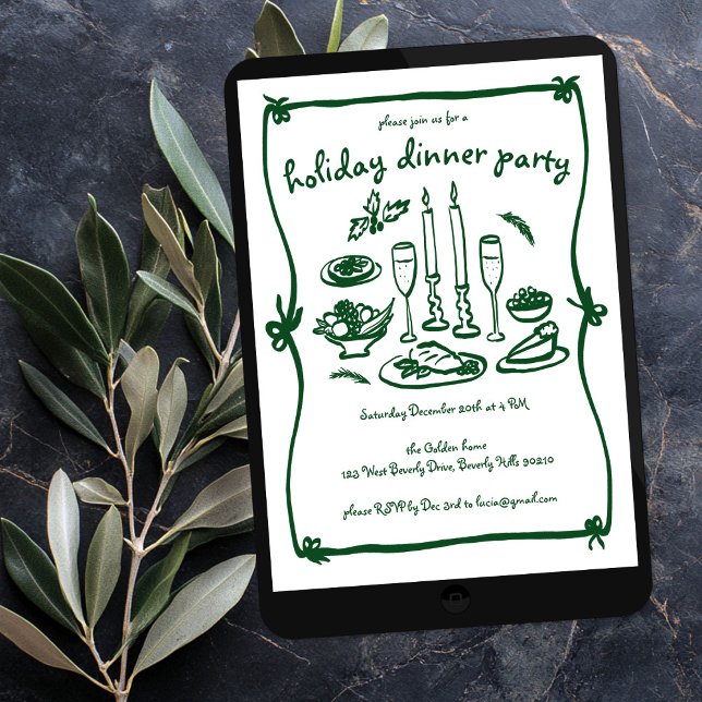 Whimsical Girls Weihnachtsfest Abendessen Party Einladung (Whimsical Girly Christmas Holiday Dinner Party Invitation
Digital Download evite)