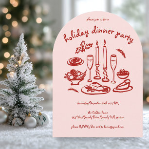 Whimsical Girly Holiday Dinner Party Arte Xmas Einladung