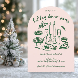 Whimsical Girly Holiday Dinner Party Arte Xmas Einladung