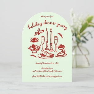 Whimsical Girly Holiday Dinner Party Arte Xmas Einladung