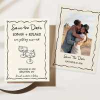 Whimsical Glasses Hearts Gezeichnet Save the Date