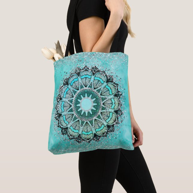 Whimsical Glittery Lotus Mandala Aquamarin (Von Nahem)