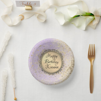 Whimsical Glittery Starry Lavender Geburtstag Pappteller
