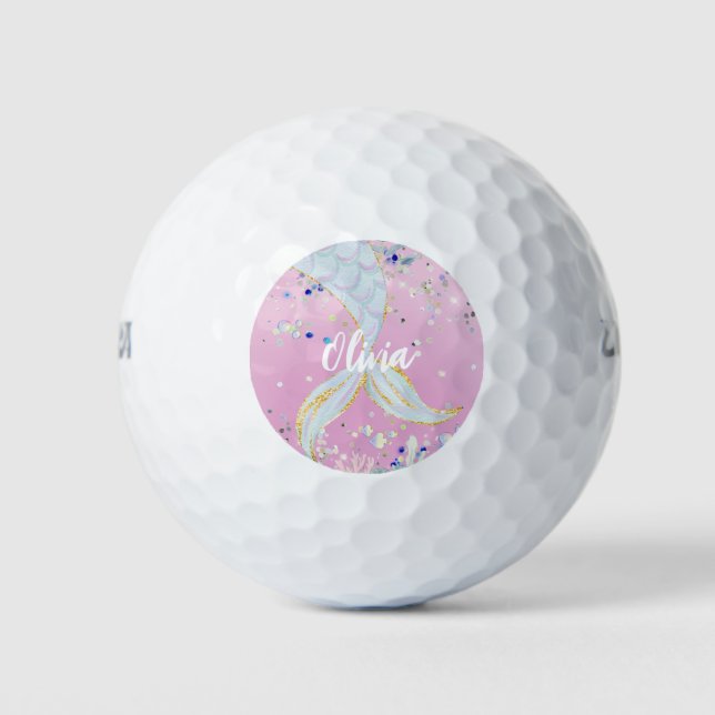 Whimsical Glitzer Meerjungjacht Golfball (Vorderseite)