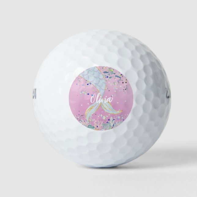 Whimsical Glitzer Meerjungjacht Golfball (Vorderseite)