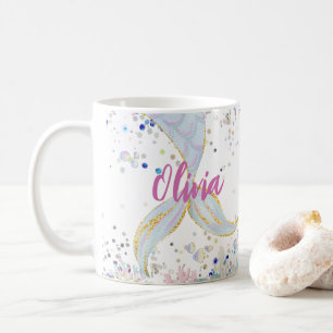 Whimsical Glitzer Meerjungjacht Kaffeetasse