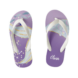 Whimsical Glitzer Meerjungjacht Kinderbadesandalen