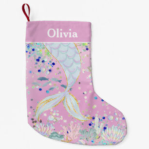 Whimsical Glitzer Meerjungjacht Kleiner Weihnachtsstrumpf