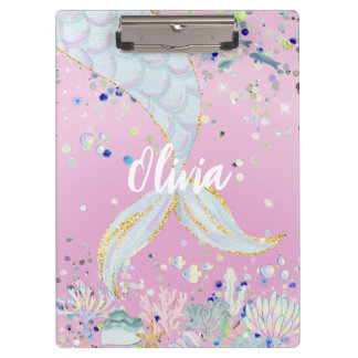 Whimsical Glitzer Meerjungjacht Klemmbrett