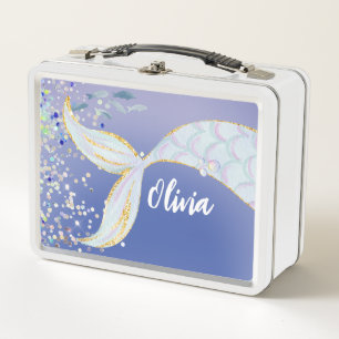 Whimsical Glitzer Meerjungjacht Metall Brotdose