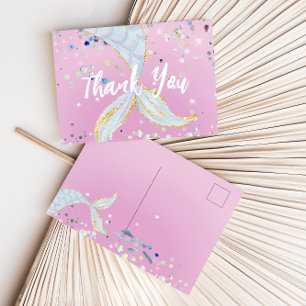 Whimsical Glitzer Meerjungjacht Postkarte