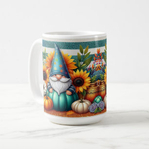 Whimsical Gnome Amidst Sonnenblumen und Pumpkins Kaffeetasse