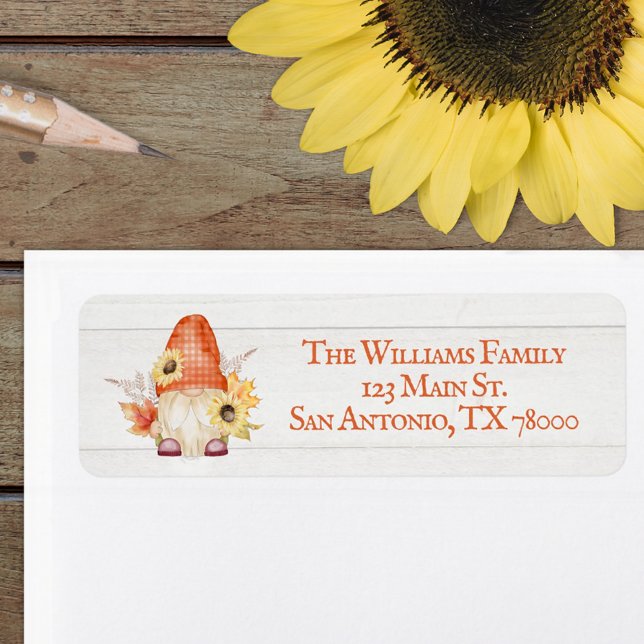 Whimsical Gnome Fall Rücksendeadresse (Fall gnome return address label sticker)