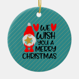 Whimsical Gnome - Frohe Weihnachtsherzen Keramik Ornament