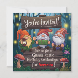 Whimsical Gnome Geburtstag, Niedliches waldthemati Einladung