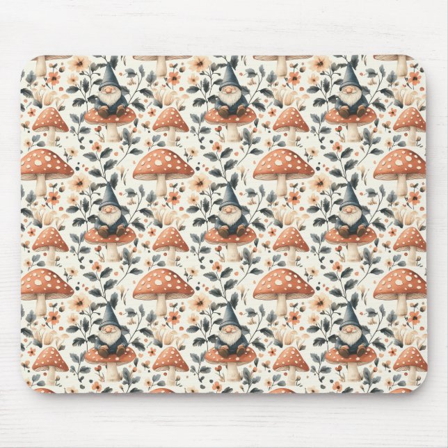Whimsical Gnome & Mushroom Verzauberung Wald Mousepad (Vorne)