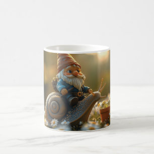 Whimsical Gnome on Snail Ride Magische Gartenlands Kaffeetasse