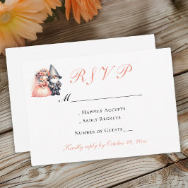 Whimsical Gnome Orange Woodland Wedding RSVP Karte