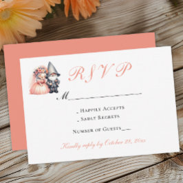Whimsical Gnome Orange Woodland Wedding RSVP Karte