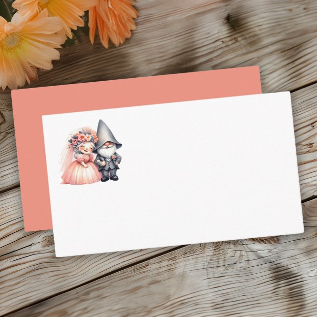 Whimsical Gnome Rustic Orange Garden Wedding Platzkarte (Von Creator hochgeladen)