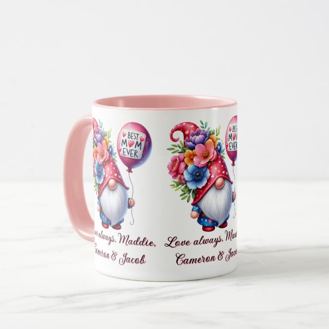 Whimsical Gnome-tastic Beste Mama je Tasse (Vorderseite Links)
