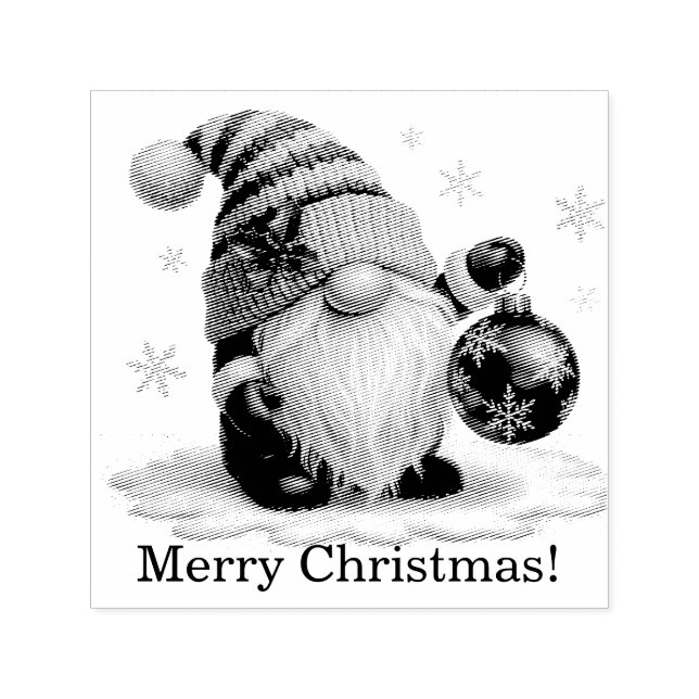 Whimsical Gnome With Ornament Christmas Ornament Permastempel (Design)