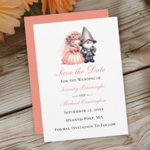 Whimsical Gnome Woodland Garden Wedding Rett Date Ankündigung