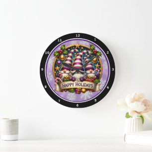 Whimsical Gnomes" - Weihnachtsmauer Große Wanduhr