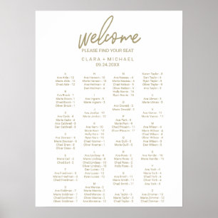 Whimsical Gold Alphabetische Hochzeitstabelle Poster