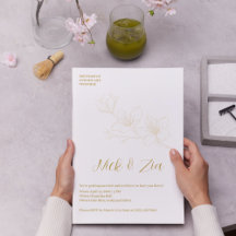 Whimsical Gold Blume Minimal Weiß