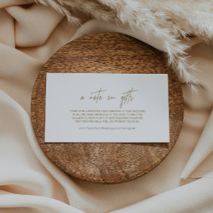 Whimsical Gold Calligraphy A Note on Gifts Begleitkarte