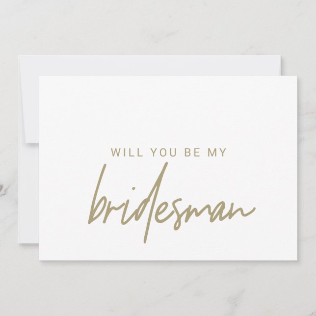 Whimsical Gold Calligraphy Bridesman Request Card Einladung (Vorderseite)
