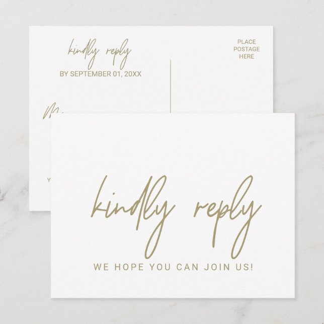 Whimsical Gold Calligraphy Song Request UAWG Einladungspostkarte (Vorne/Hinten)