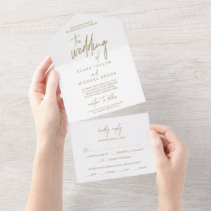 Whimsical Gold Calligraphy The Wedding of All In One Einladung