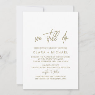 Whimsical Gold Calligraphy Vow Renewal Einladung
