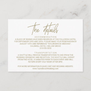 Whimsical Gold Calligraphy Wedding Details Card Begleitkarte