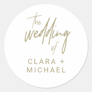 Whimsical Gold Calligraphy Wedding Umschlag Aufkle Runder Aufkleber