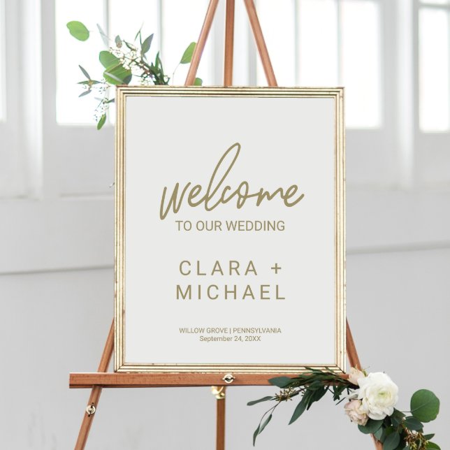 Whimsical Gold Calligraphy Welcome Wedding Poster (Von Creator hochgeladen)