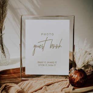 Whimsical Gold Kalligrafie Foto Gästebuch
