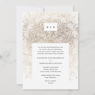 Whimsical Gold Sparkle Fantasy Monogram Wedding Einladung