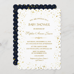 Whimsical Gold Starry Night Baby Dusche Einladung