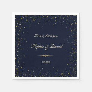 Whimsical Gold Starry Night Wedding Serviette