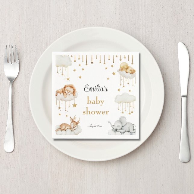 Whimsical Gold Starry Sky Sleeping Animes Serviette (Von Creator hochgeladen)