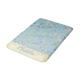 Whimsical Gold Stars auf Blue Personalisiert Badematte
