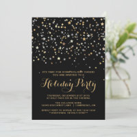 Whimsical Gold Stars Confetti Holiday Party