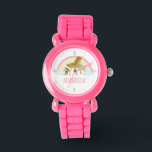 Whimsical Gold Unicorn Girl Armbanduhr<br><div class="desc">Schönes,  personalisiertes Einhorndesign.</div>