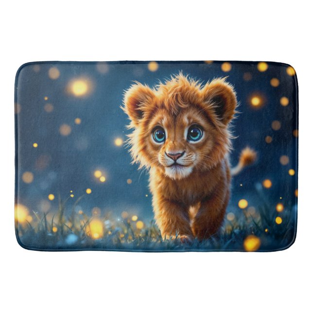 Whimsical goldener Löwenkuchen in traumhafter Szen Badematte (Vorderseite)