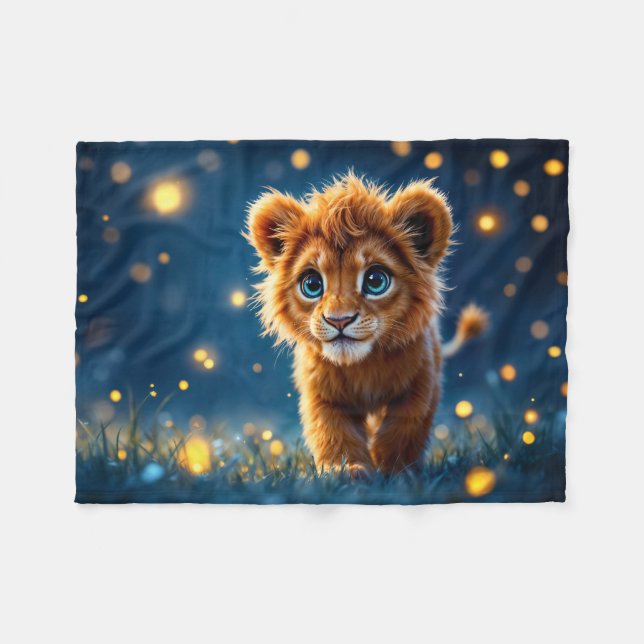 Whimsical goldener Löwenkuchen in traumhafter Szen Fleecedecke (Vorderseite (Horizontal))