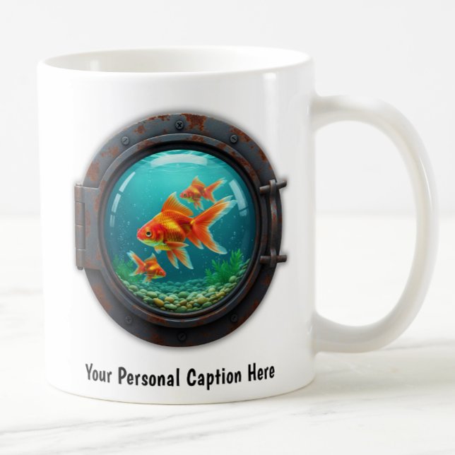Whimsical Goldfish Inside a Porthole Kaffeetasse (Von Creator hochgeladen)