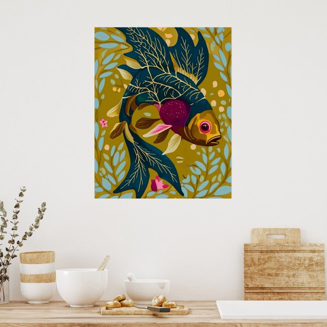 Whimsical Goldfish Poster - Natur Inspiriert Kunst (Küche)